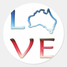 Love Australia Round Stickers