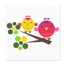 Love Birdies Stretched Canvas print Wall Art