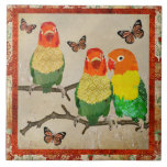 Love Birds & Amber Butterflies Tile tiles