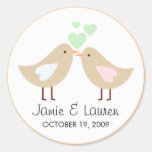 Love Birds Custom Wedding Seal Round Sticker