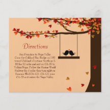 Love Birds Falling Hearts Oak Tree Directions Card Flyers
