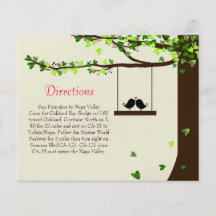 Love Birds Falling Hearts Oak Tree Directions Card Flyers