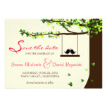 Love Birds Falling Hearts Oak Tree Save the Date Personalized Invites