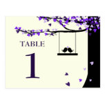 Love Birds Falling Hearts Oak Tree Table Number Post Cards
