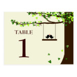 Love Birds Falling Hearts Oak Tree Table Number Postcard