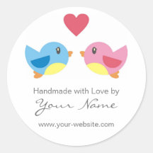 Love Birds Handmade By Personalised Stickers