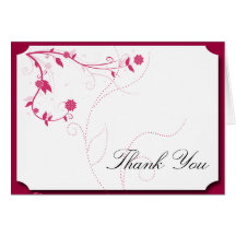 Love Birds in Pink and White Thank You Greeting Card
