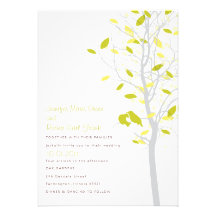 Love Birds in Tree - Citrus Lime & Yellow Invitation