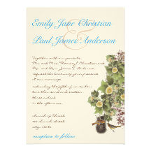 Love Birds Nesting Aqua Blue Font Wedding Announcements
