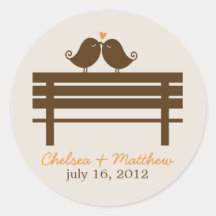 Love Birds on a Bench Stickers