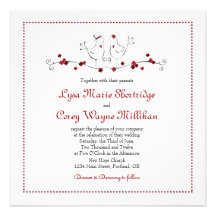 Love Birds - Red - Square Wedding Invite
