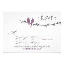 Love Birds RSVP Card (purple & white) Personalized Invites