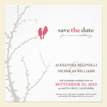 Love Birds Save the Date Announcement (fuchsia) invitations