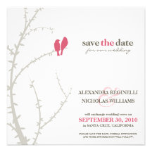 Love Birds Save the Date Announcement (fuchsia)