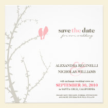 Love Birds Save the Date Announcement (pink) invitations