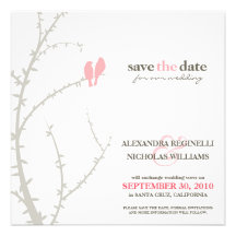Love Birds Save the Date Announcement (pink)