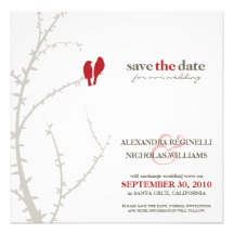 Love Birds Save the Date Announcement (red)