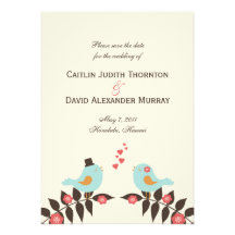 Love Birds Save The Date Card Announcements