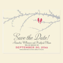 Love Birds Save the Date Postcard (pink) postcards