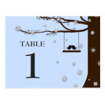 Love Birds Snowflakes Oak Tree Winter Table Number Postcards