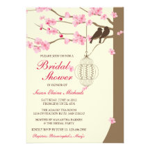 Love Birds Vintage Cage Blossom Bridal Shower Personalized Announcement