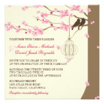 Love Birds Vintage Cage Cherry Blossom Wedding Personalised Invites