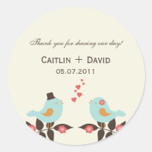 Love Birds Wedding Favour Stickers/Envelope Seals