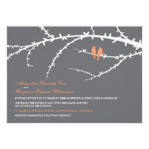 Love Birds Wedding Invitation (coral)