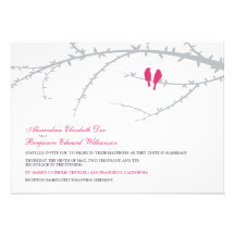 Love Birds Wedding Invitation (fuchsia)