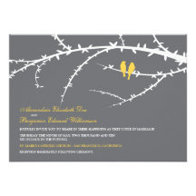 Love Birds Wedding Invitation (yellow)