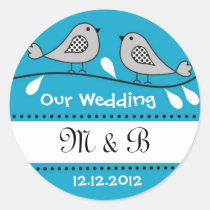 Love Birds Wedding Monogram Stickers stickers