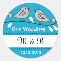 Love Birds Wedding Monogram Stickers