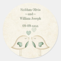 Love Birds Wedding Round Sticker