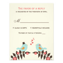Love Birds Wedding RSVP Card Custom Invites