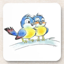 Love bluebirds beverage coasters