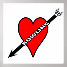 Love Bowling Heart Posters