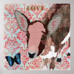 Love Bronze Deer Damask Poster