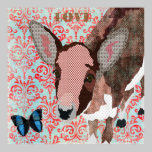 Love Bronze Deer Damask Poster posters