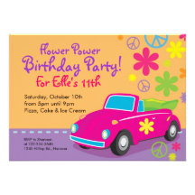 Love Bug Hippie Birthday Party Invitations