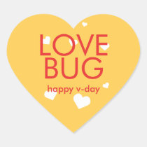 Love bug Valentine's day red yellow heart stickers