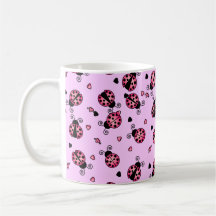 Love Bugs Pink Ladybugs Coffee Mugs