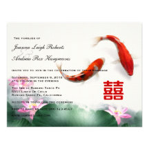 Love Circles | Lotus Koi Double Happiness Wedding Custom Invite