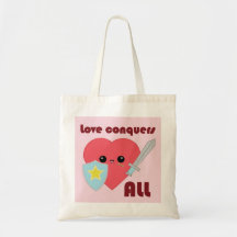 Love Conquers All Kawaii Heart tote bag