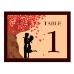 Love Couple Falling Hearts Oak Tree Table Number Postcard