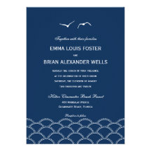 Love Doves Wedding Invitations - Navy