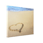 Love Heart Beach Stretched Canvas Prints