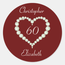 Love Heart Diamond Anniversary Stickers