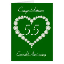 Love Heart Diamond Emerald Anniversary Card