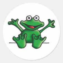 love heart frog runde aufkleber