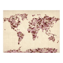 Love Hearts Map of the World Map posters